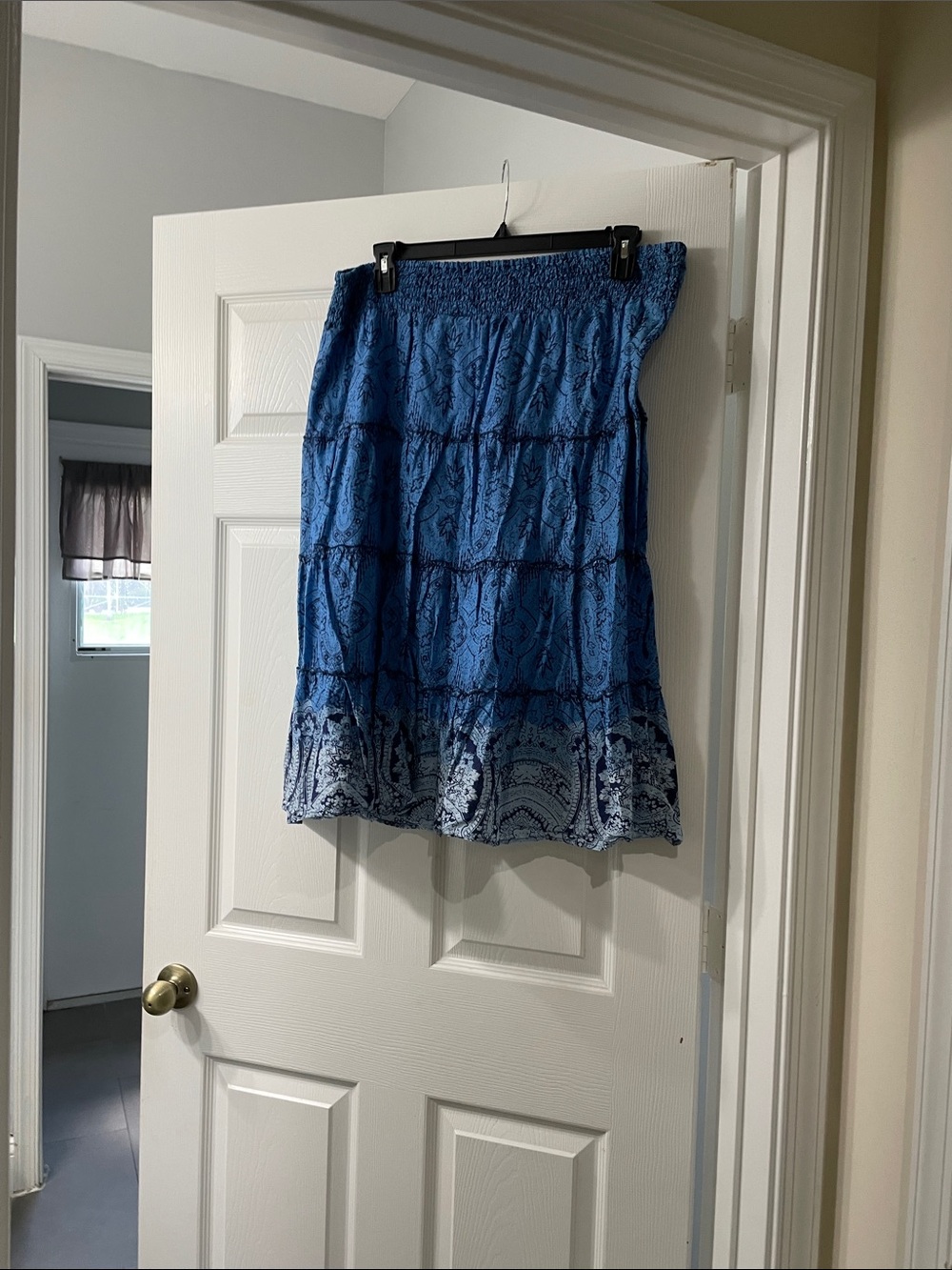 Blue Printed Smocked-Waist Women's Skirt size xl by style& co. 100% cotton